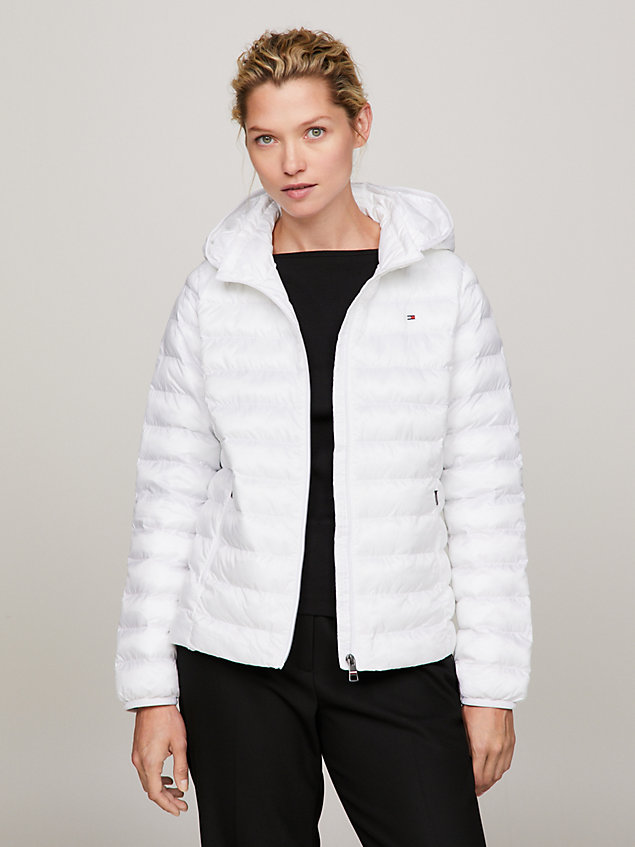 white global stripe water repellent lightweight padded jacket for women tommy hilfiger