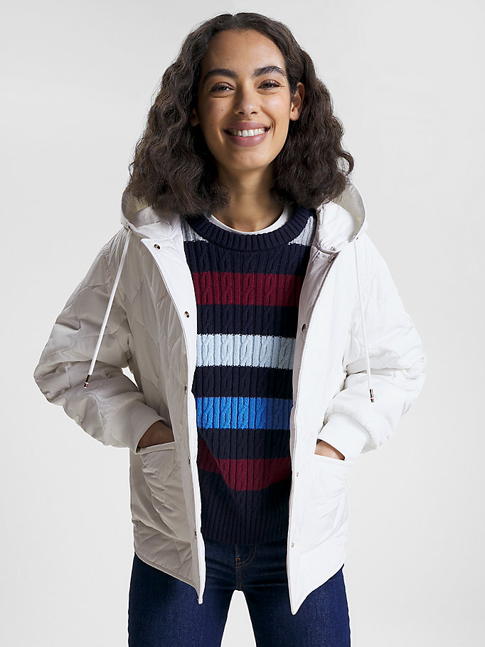 Modern Quilted Hooded Relaxed Jacket | White | Tommy Hilfiger