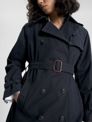 Tommy hilfiger double breasted sale trench coat