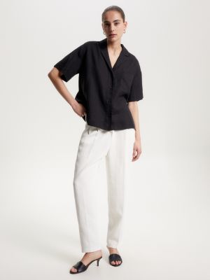 Linen Short Sleeve Shirt | BLACK | Tommy Hilfiger