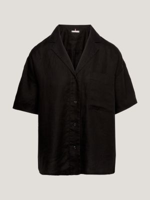 Tommy hilfiger black hot sale short sleeve shirt