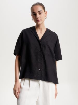 Linen Short Sleeve Shirt | BLACK | Tommy Hilfiger