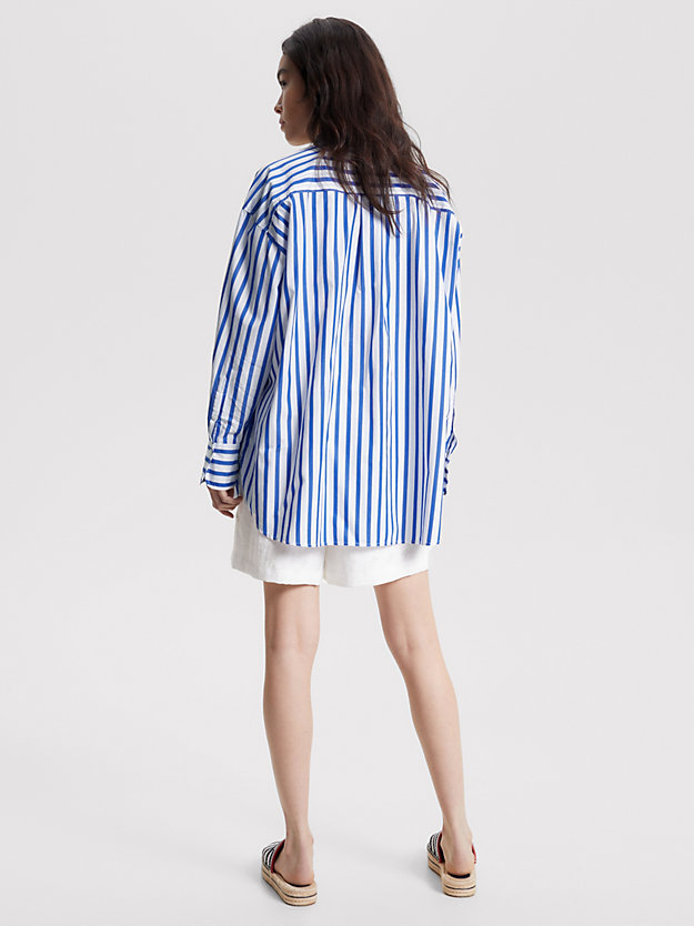 wit tommy icons gestreepte oversized blouse voor dames - tommy hilfiger