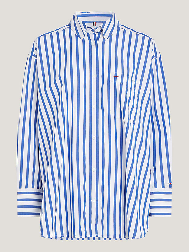 wit tommy icons gestreepte oversized blouse voor dames - tommy hilfiger