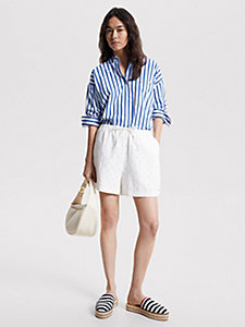 white tommy icons stripe oversized shirt for women tommy hilfiger