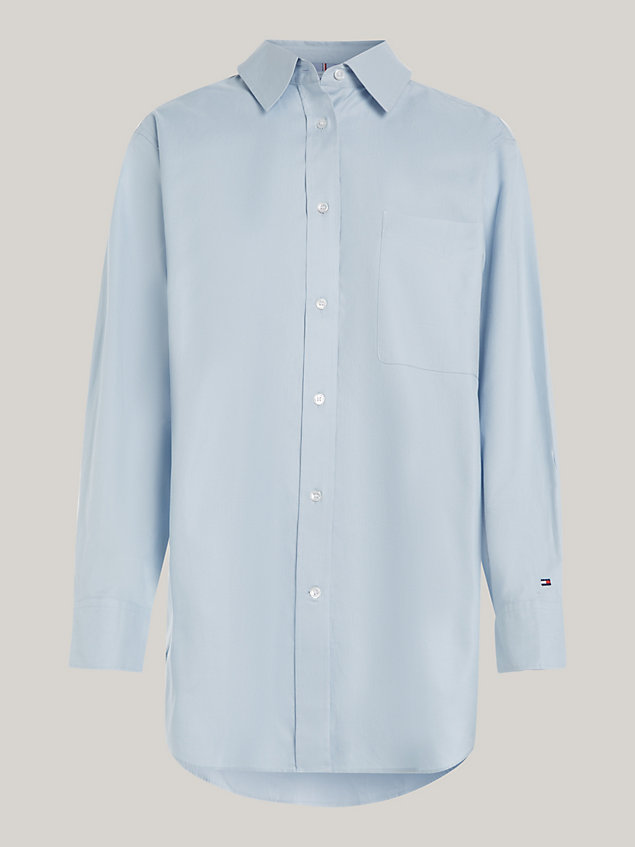 blue oversized fit oxford-bluse für damen - tommy hilfiger