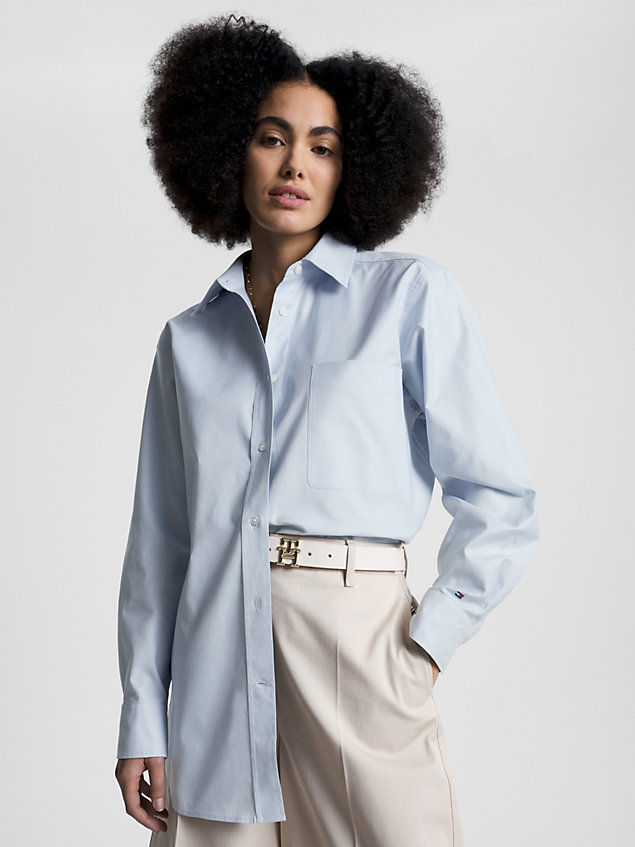 chemise oxford oversize blue pour femmes tommy hilfiger