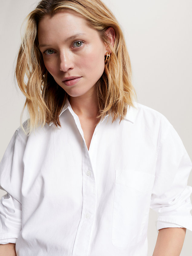 white oversized oxford shirt for women tommy hilfiger