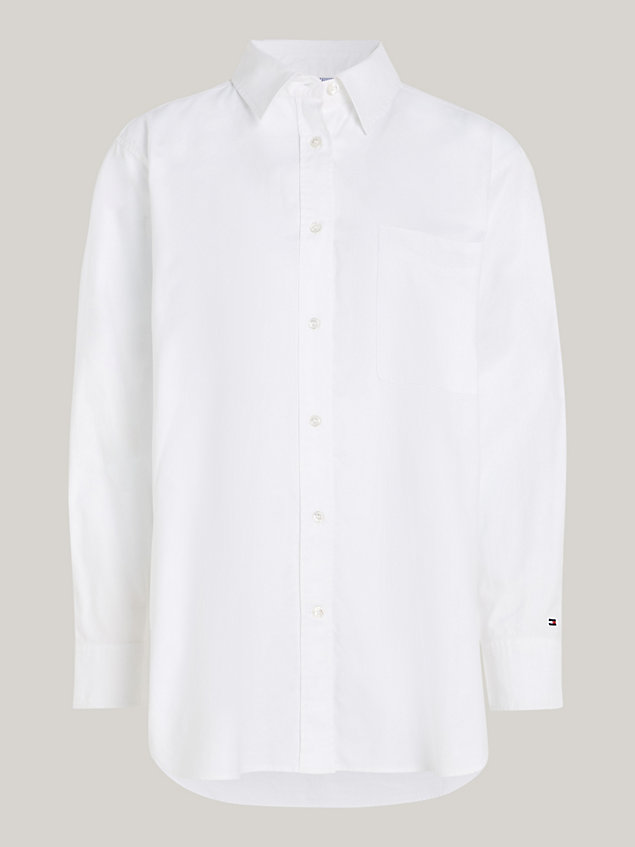 white oversized fit oxford-bluse für damen - tommy hilfiger