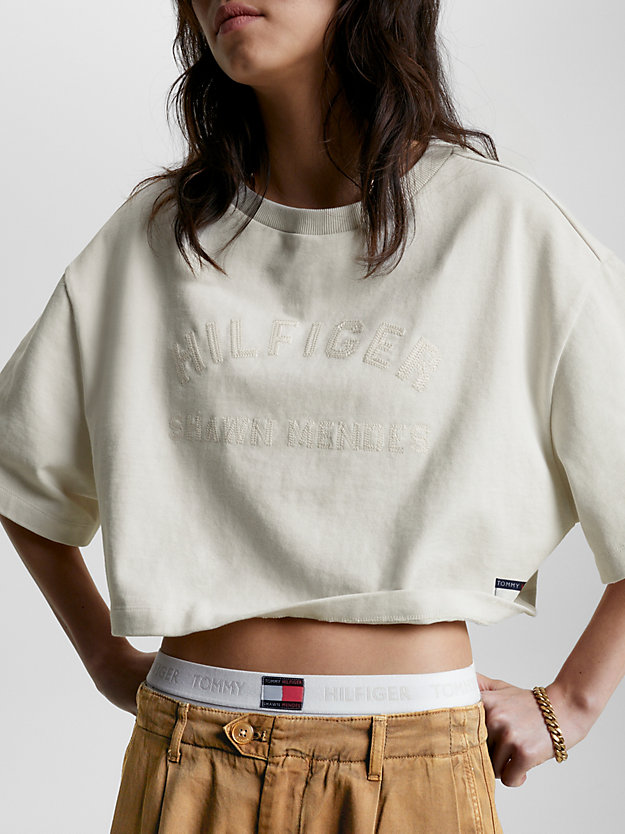 WEATHERED WHITE Tommy Hilfiger x Shawn Mendes Relaxed Cropped T-Shirt for women TOMMY HILFIGER
