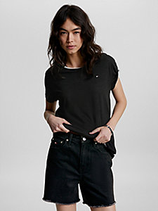 black tommy hilfiger x shawn mendes dual gender slim t-shirt for women tommy hilfiger