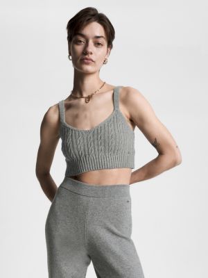 Cable Knit Cuff Relaxed Joggers, GREY