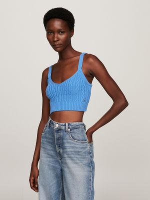 Knitted Crop Top - Blue