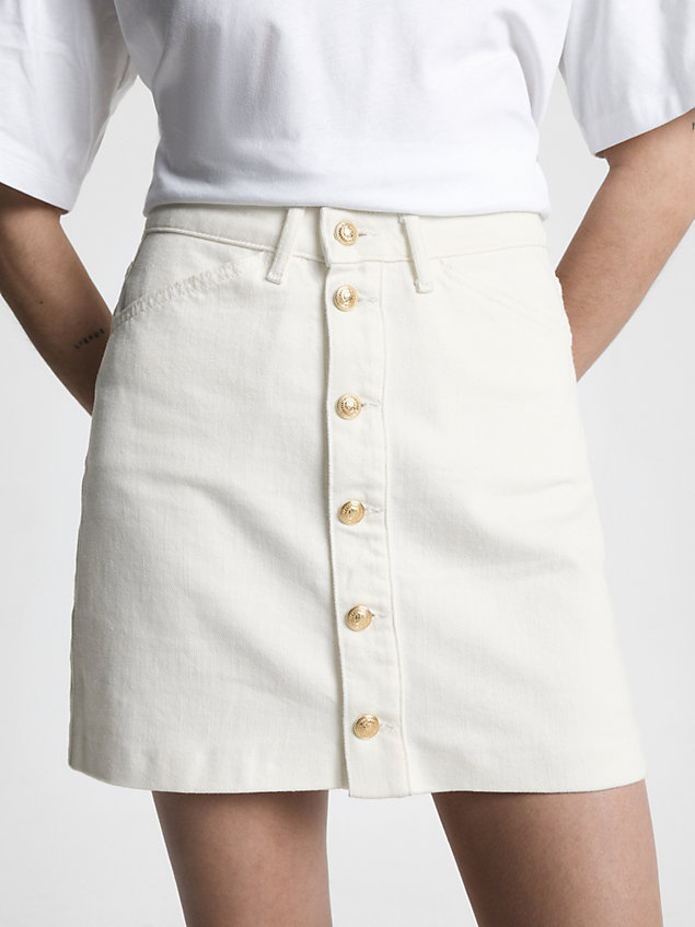 denim high rise denim mini skirt for women tommy hilfiger