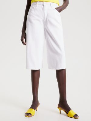 Jupe culotte bermuda en denim taille haute Blanc Tommy Hilfiger