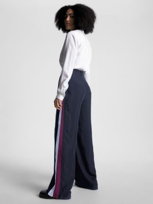 Global Stripe Wide Leg Flared Trousers | Blue | Tommy Hilfiger