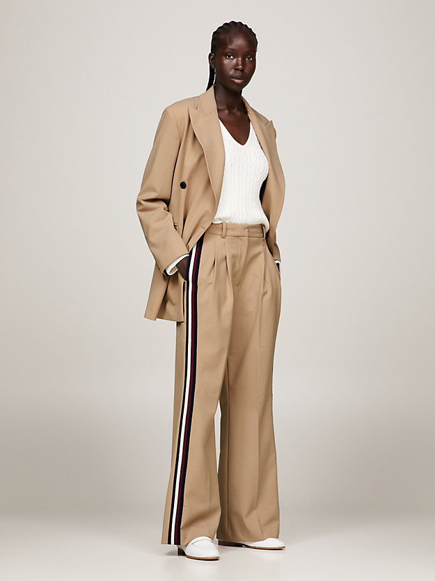 Wide Leg Relaxed Fit Pleated Trousers | BEIGE | Tommy Hilfiger