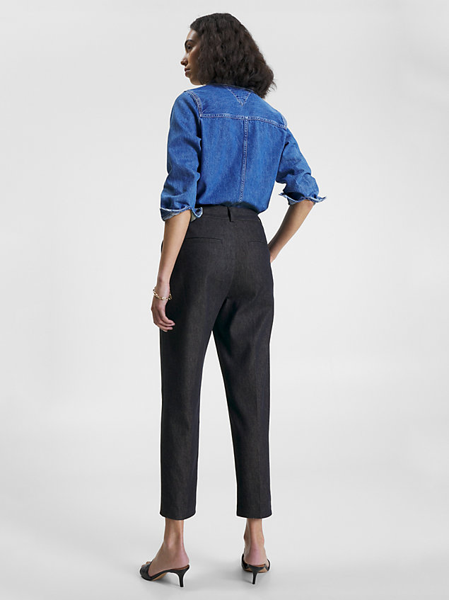 blue relaxed fit tapered denim trousers for women tommy hilfiger
