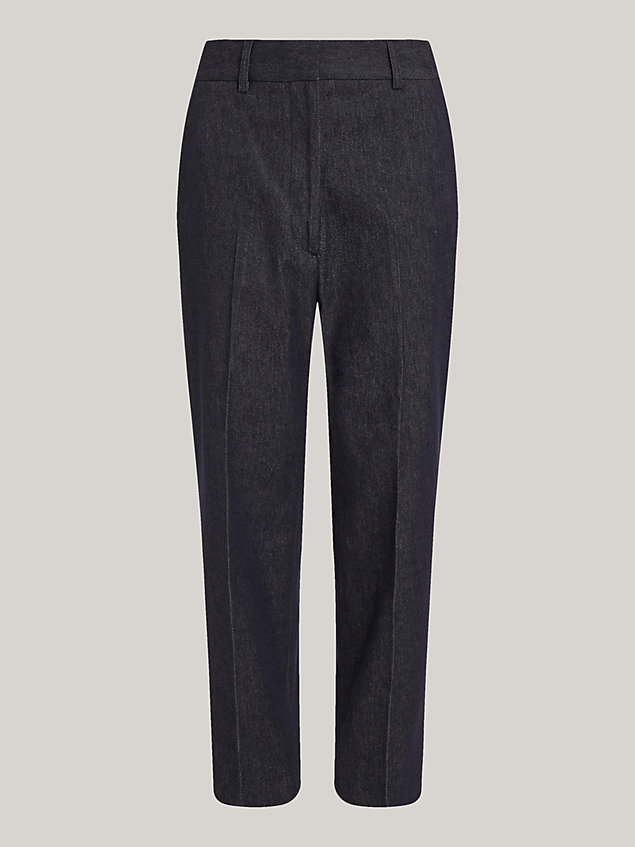 blue relaxed fit tapered denim trousers for women tommy hilfiger