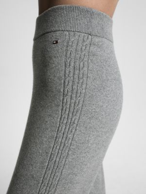 Cable Knit Cuff Relaxed Joggers, GREY