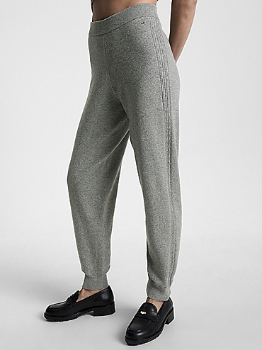 Pull-On Logo Waistband Trousers | Grey | Tommy Hilfiger