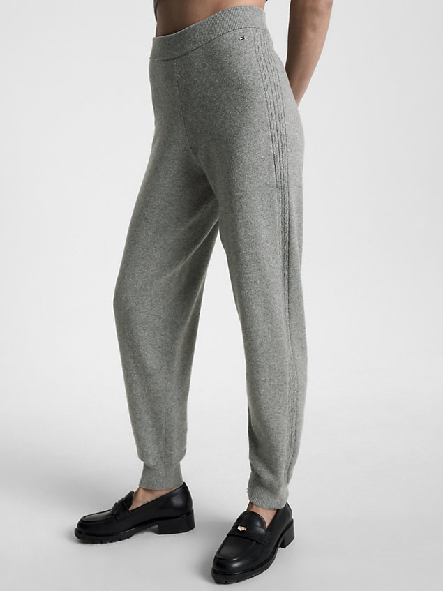 grey cable knit cuff relaxed joggers for women tommy hilfiger