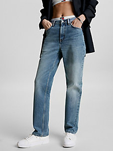 jeans cropped tommy hilfiger x shawn mendes straight fit a vita alta denim da donna tommy hilfiger