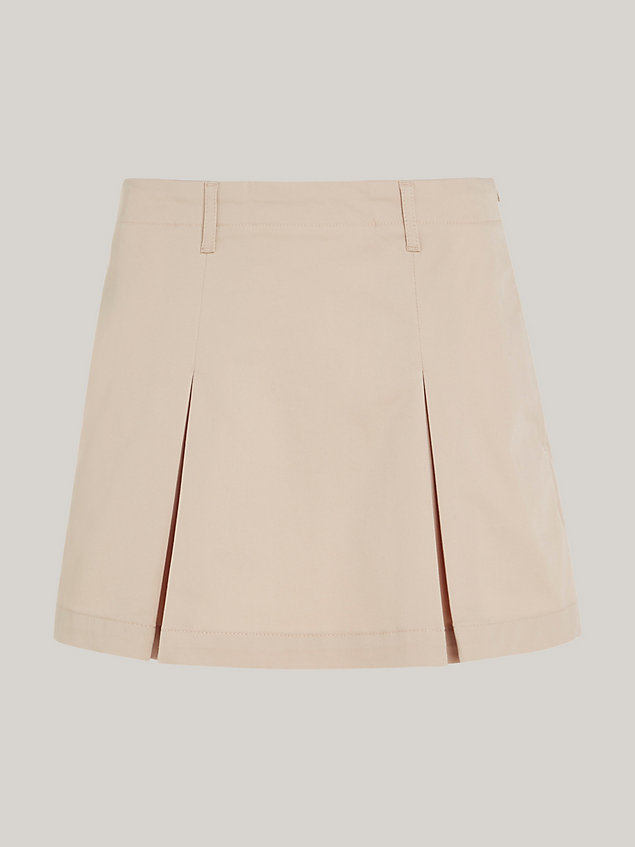 beige pleated chino mini skirt for women tommy hilfiger