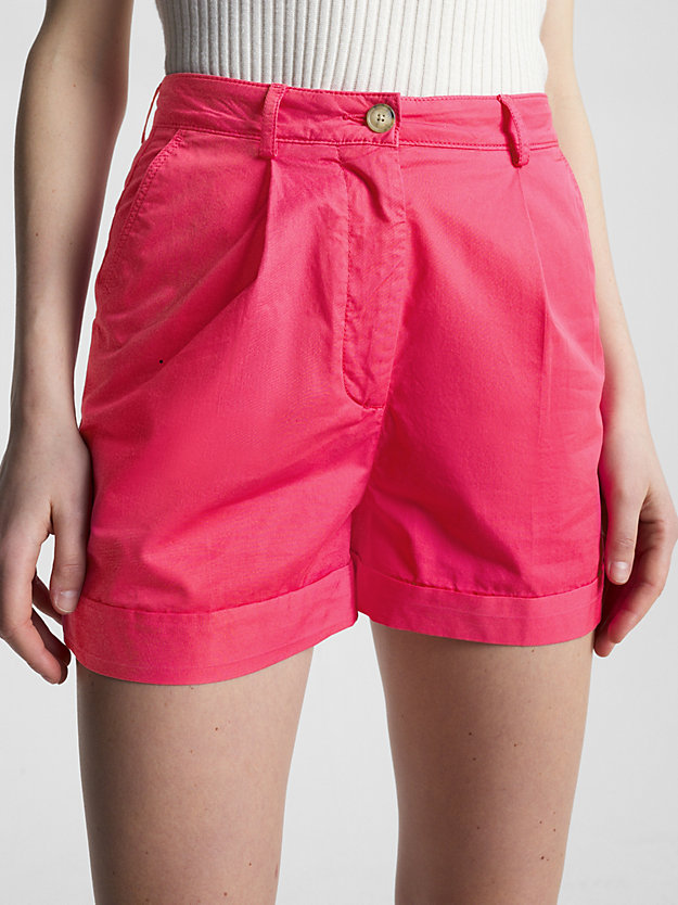 rosa relaxed fit twill-shorts mit falten für damen - tommy hilfiger