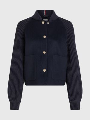 RibKnit Bomber Jacket Blue Tommy Hilfiger