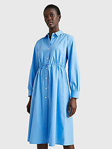 niebieski popelinowa sukienka koszulowa z kolekcji 1985 dla kobiety - tommy hilfiger
