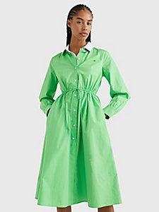 zielony popelinowa sukienka koszulowa z kolekcji 1985 dla kobiety - tommy hilfiger