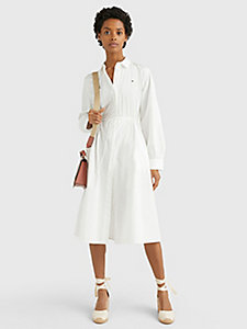vestido camisero 1985 collection de popelín blanco de mujer tommy hilfiger