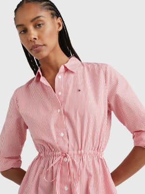 Ithaca Stripe Poplin Shirt Dress RED Tommy Hilfiger