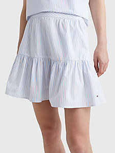 blue stripe tiered mini skirt for women tommy hilfiger