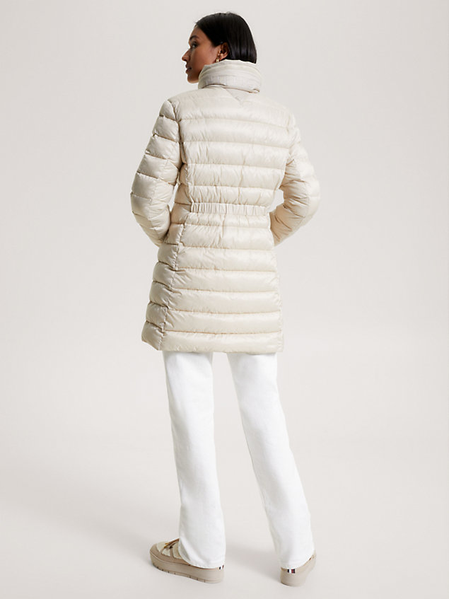 beige global stripe recycled padded coat for women tommy hilfiger