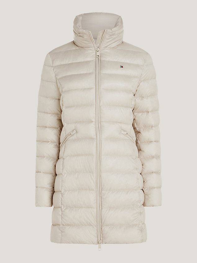 beige global stripe recycled padded coat for women tommy hilfiger