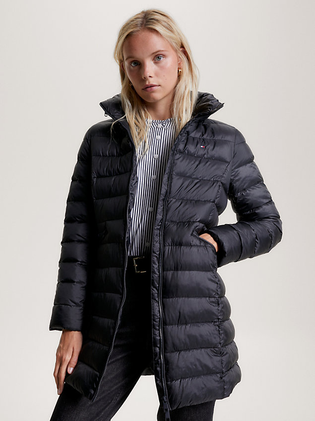 black global stripe recycled padded coat for women tommy hilfiger