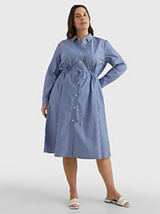 robe chemise curve à rayures longueur midi bleu pour femmes tommy hilfiger