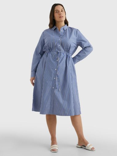 Curve Stripe Midi Shirt Dress