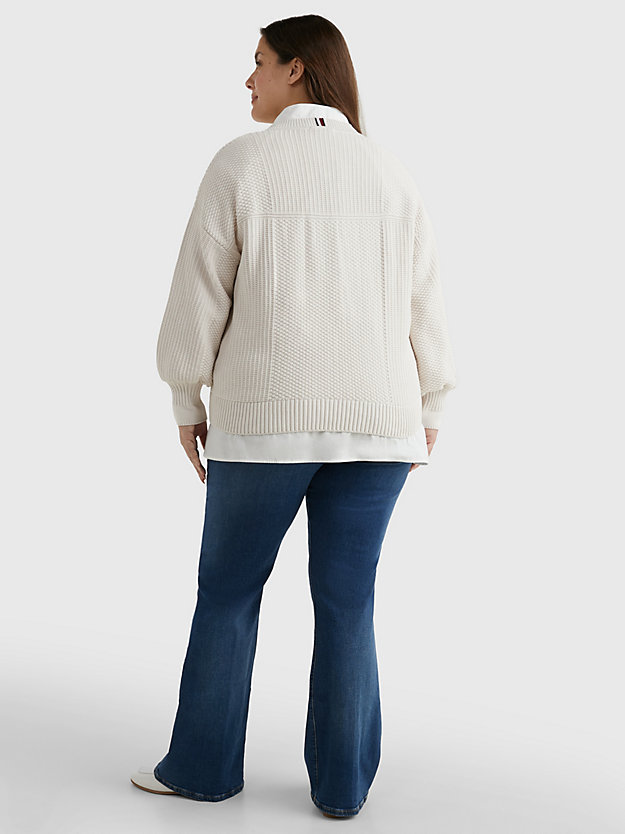 WEATHERED WHITE Curve relaxed fit trui met textuur voor dames TOMMY HILFIGER