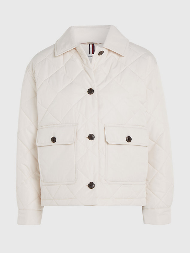beige padded diamond quilted jacket for women tommy hilfiger