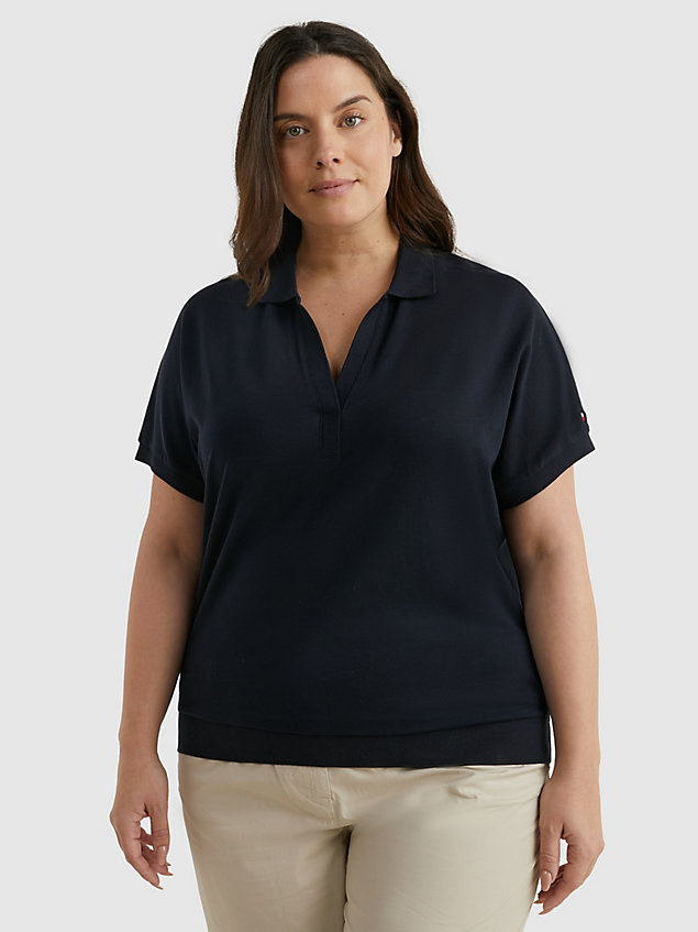 blue curve relaxed fit polo met strepen voor dames - tommy hilfiger