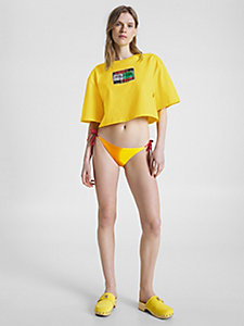 yellow tommy hilfiger x andy warhol flag cropped t-shirt for women tommy hilfiger
