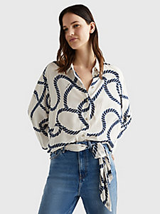 blue rope print relaxed fit shirt for women tommy hilfiger