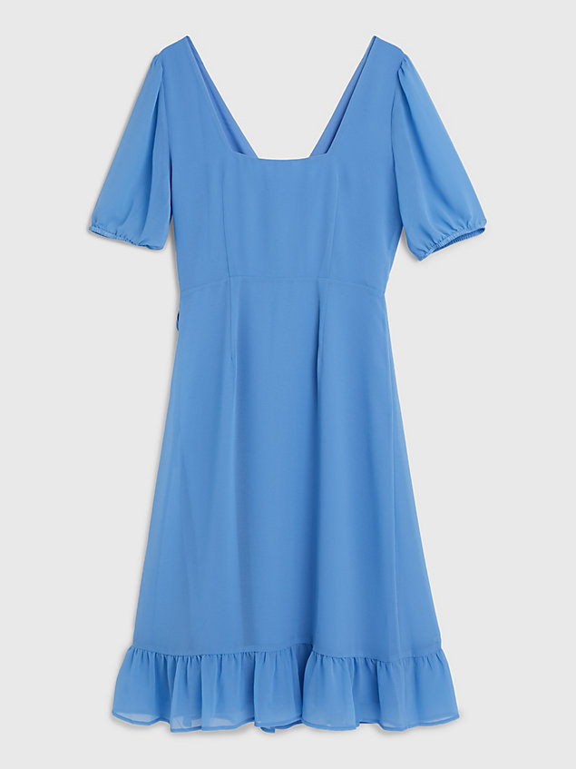 blue crepe georgette midi wrap dress for women tommy hilfiger