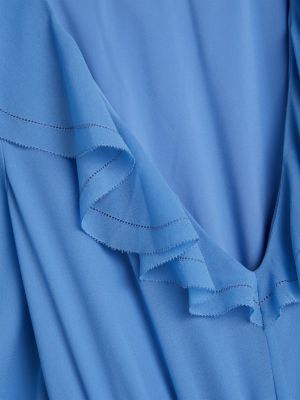 blue fit-and-flare-maxikleid mit rüschen für damen - tommy hilfiger