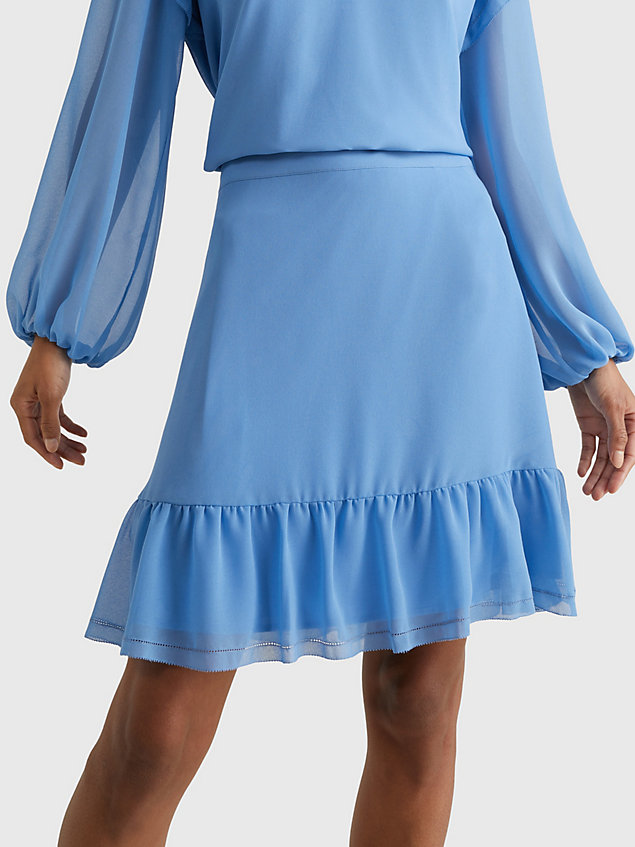blue tiered fit and flare skirt for women tommy hilfiger