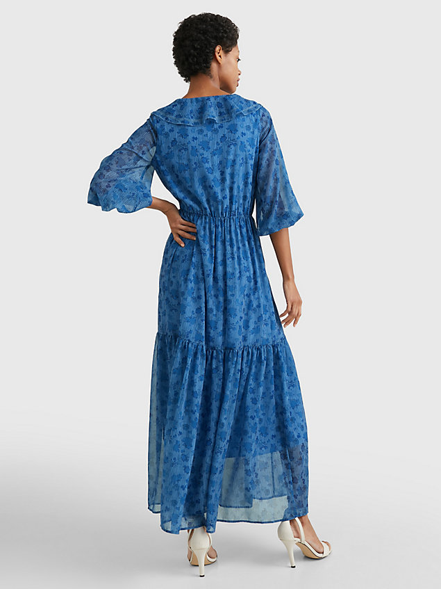 blue floral fit and flare maxi dress for women tommy hilfiger