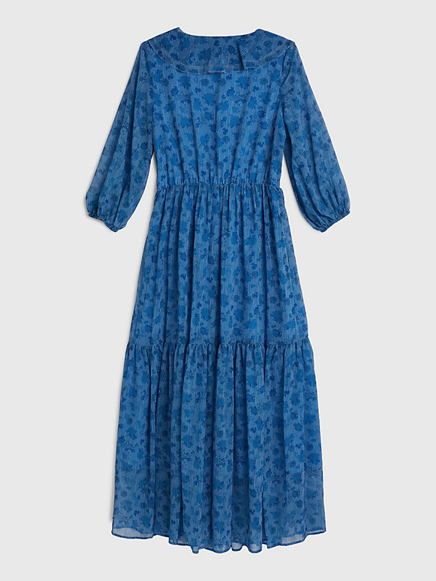 blue floral fit and flare maxi dress for women tommy hilfiger